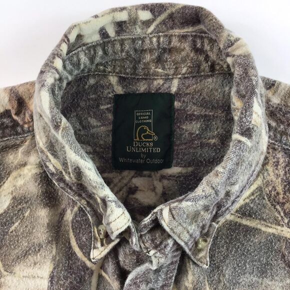 Ducks Unlimited mens Flannel shacket XL real Camo thick hunting Chamois cloth - Picture 3 of 4